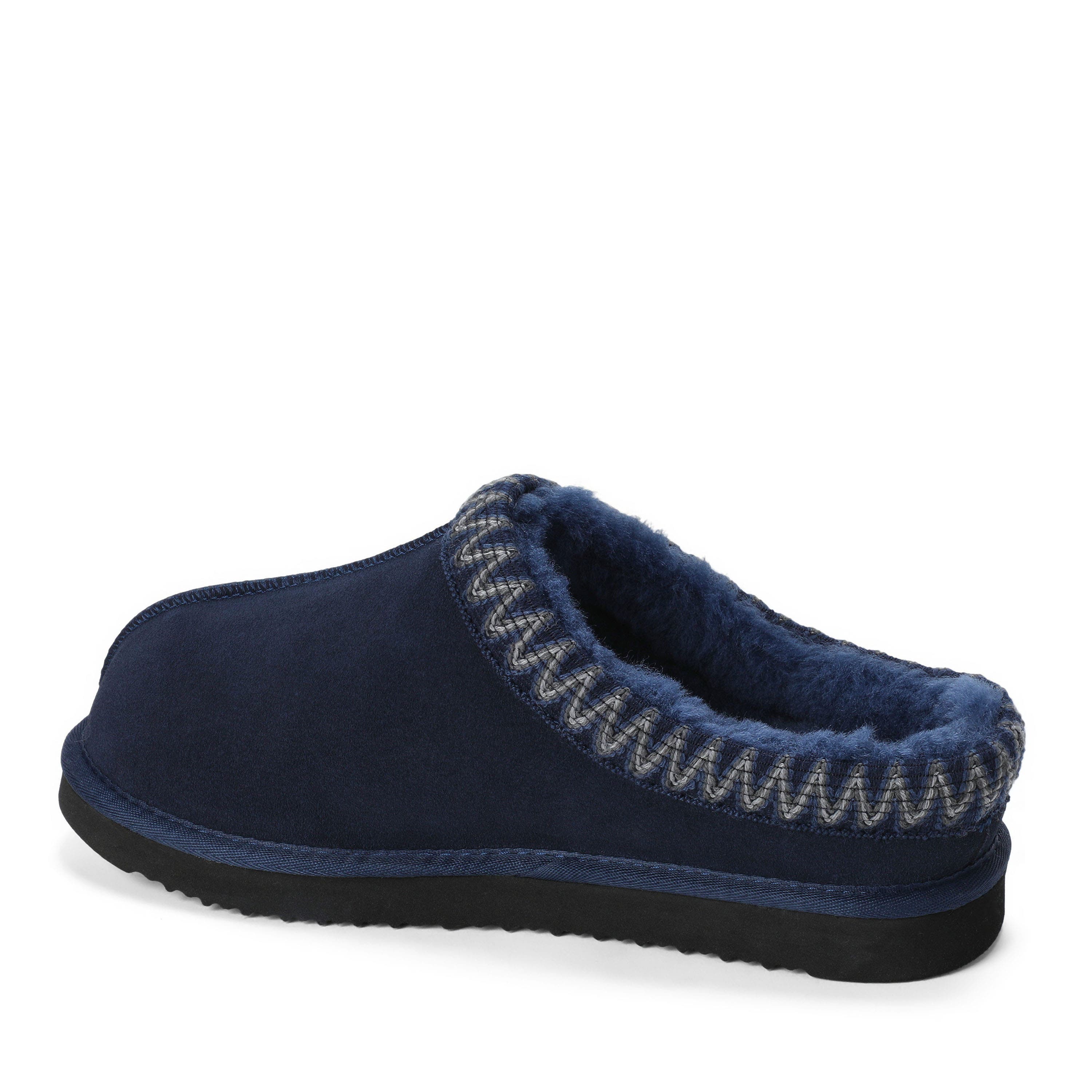 Fireside Grafton Genuine Shearling Clog Slipper with Embroidery, Alternate, color, DARK BLUE