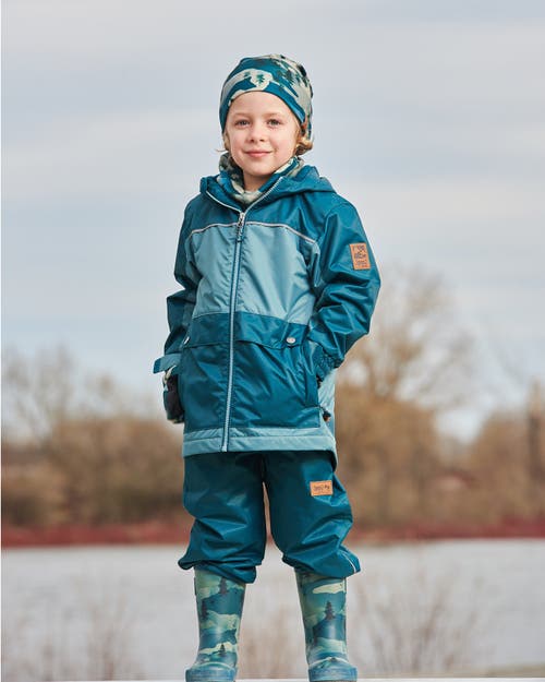 Deux Par Deux Little Boy's Colorblock Mid-season Jacket Forest Green And Emerald In Forest Green And Emerald