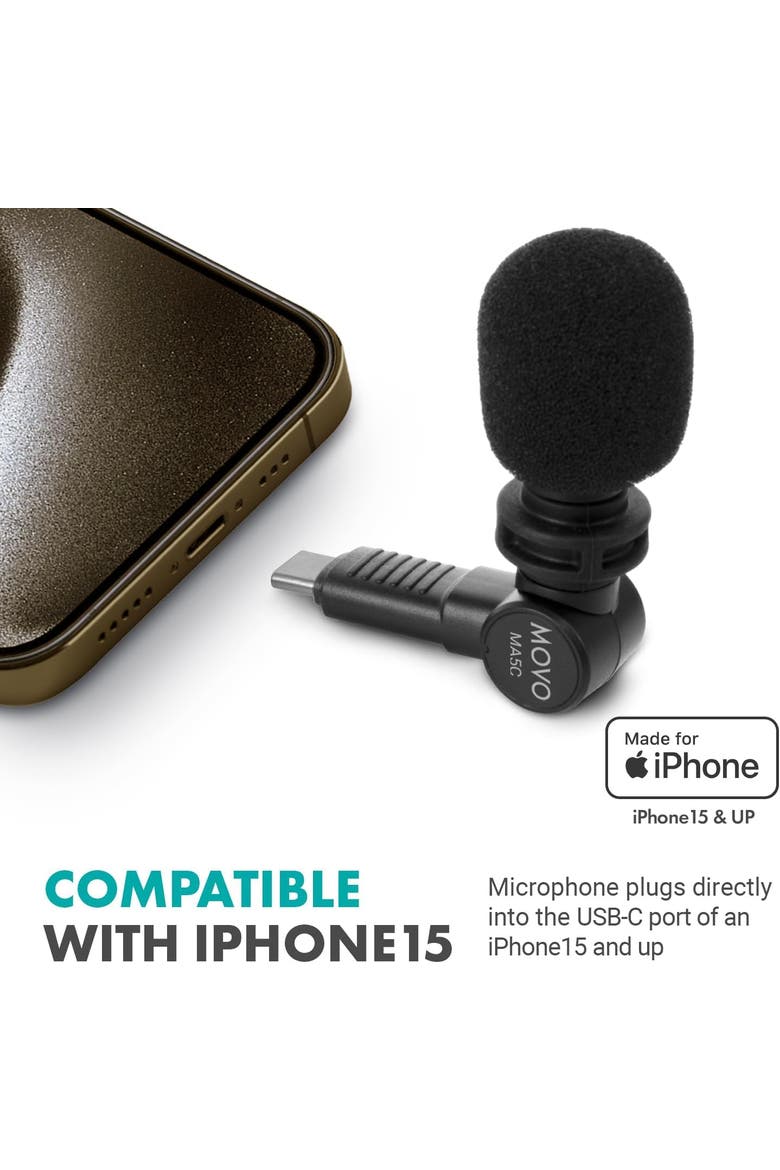 External USB-C Microphone for iPhone 15/16 - Mic for iPhone 15/16, USB-C Devices, Alternate, color, Black