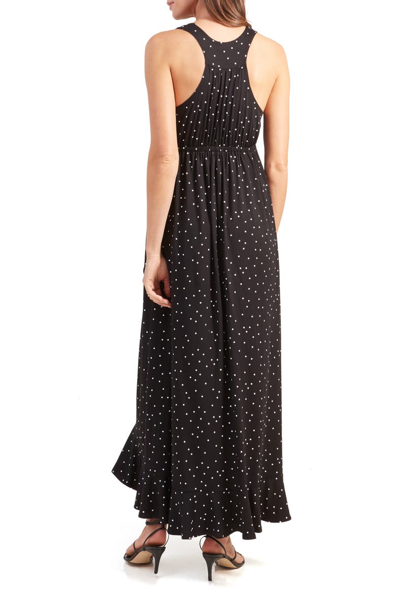 Ingrid & Isabel® Active Racerback Ruffle Maternity Maxi Dress, Alternate, color, BLACK POLKA DOT PRINT