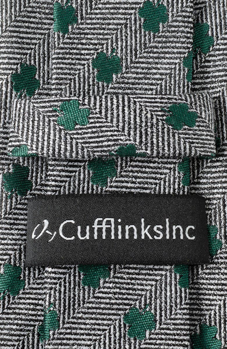 Cufflinks, Inc. Herringbone Shamrock Linen Tie, Alternate, color, Gray