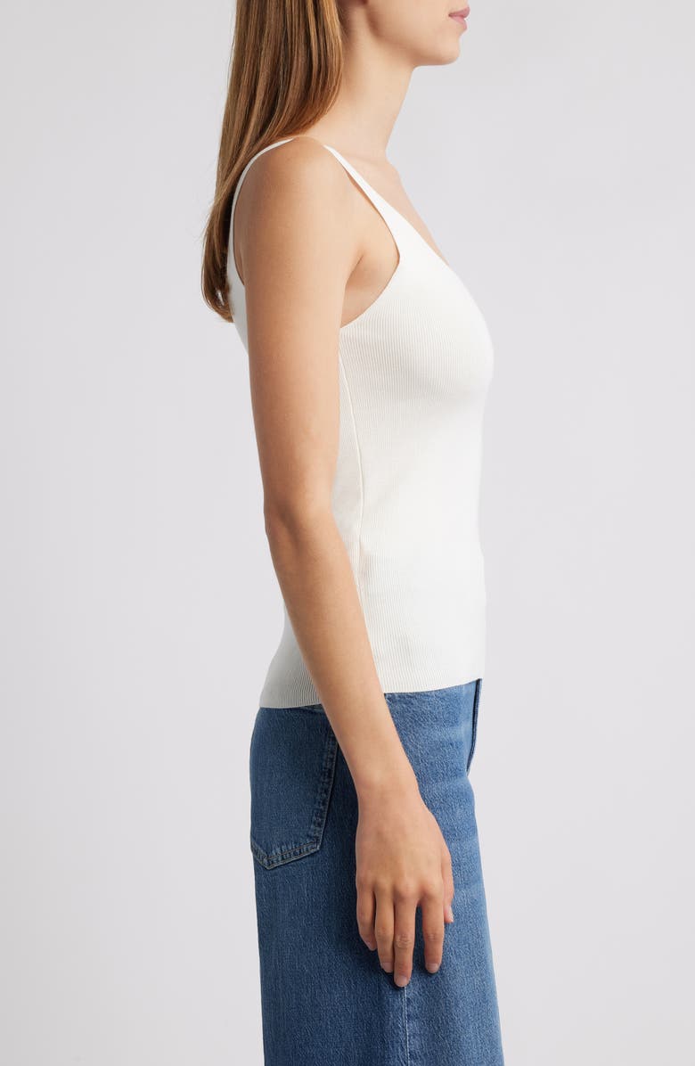 MANGO Gymnastic Rib Knit Tank, Alternate, color, Ecru