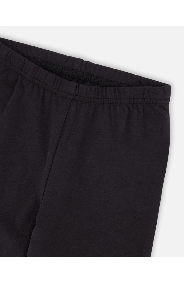 Deux par Deux Little Girl's Organic Cotton Capri Legging Black And Small Flower, Alternate, color,