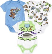 Disney Pixar Boys' 3-Pack Short Sleeve Bodysuits