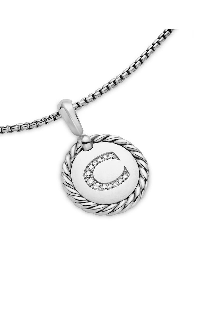 David Yurman Initial Charm Necklace with Diamonds, Alternate, color, Silver/ Diamond-C
