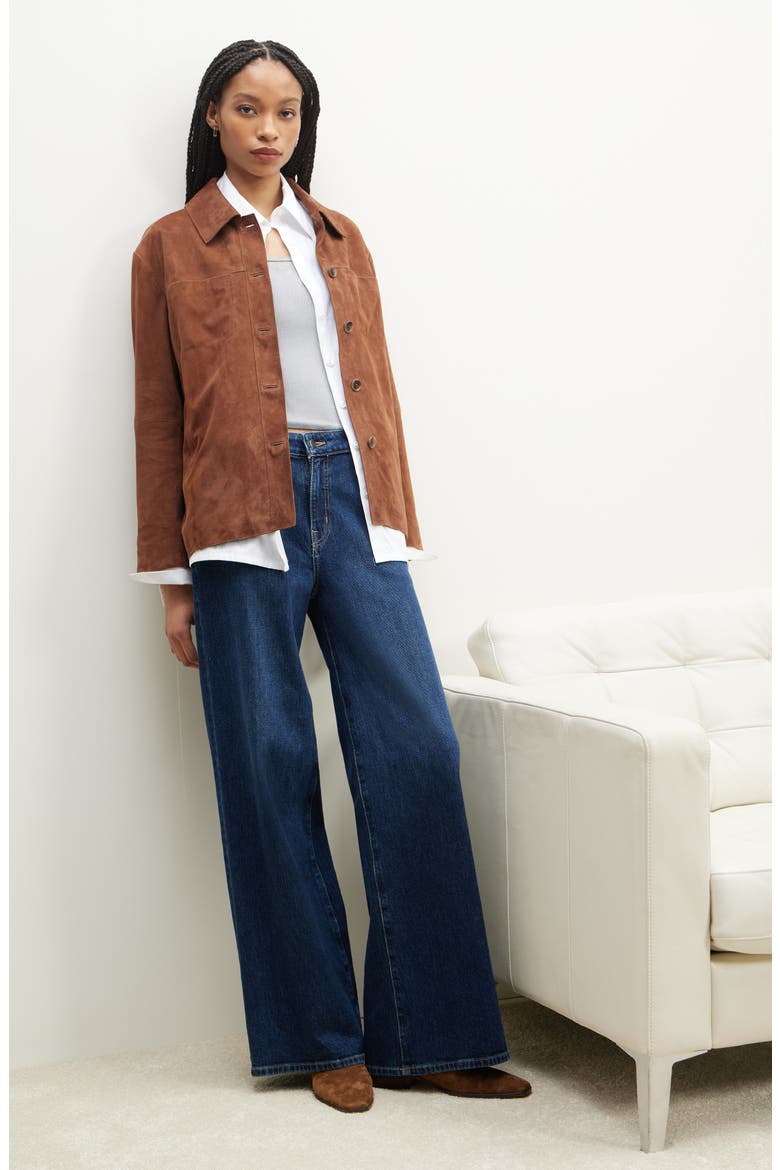 Suede Shirt Jacket, Alternate, color, BROWN MUSTANG