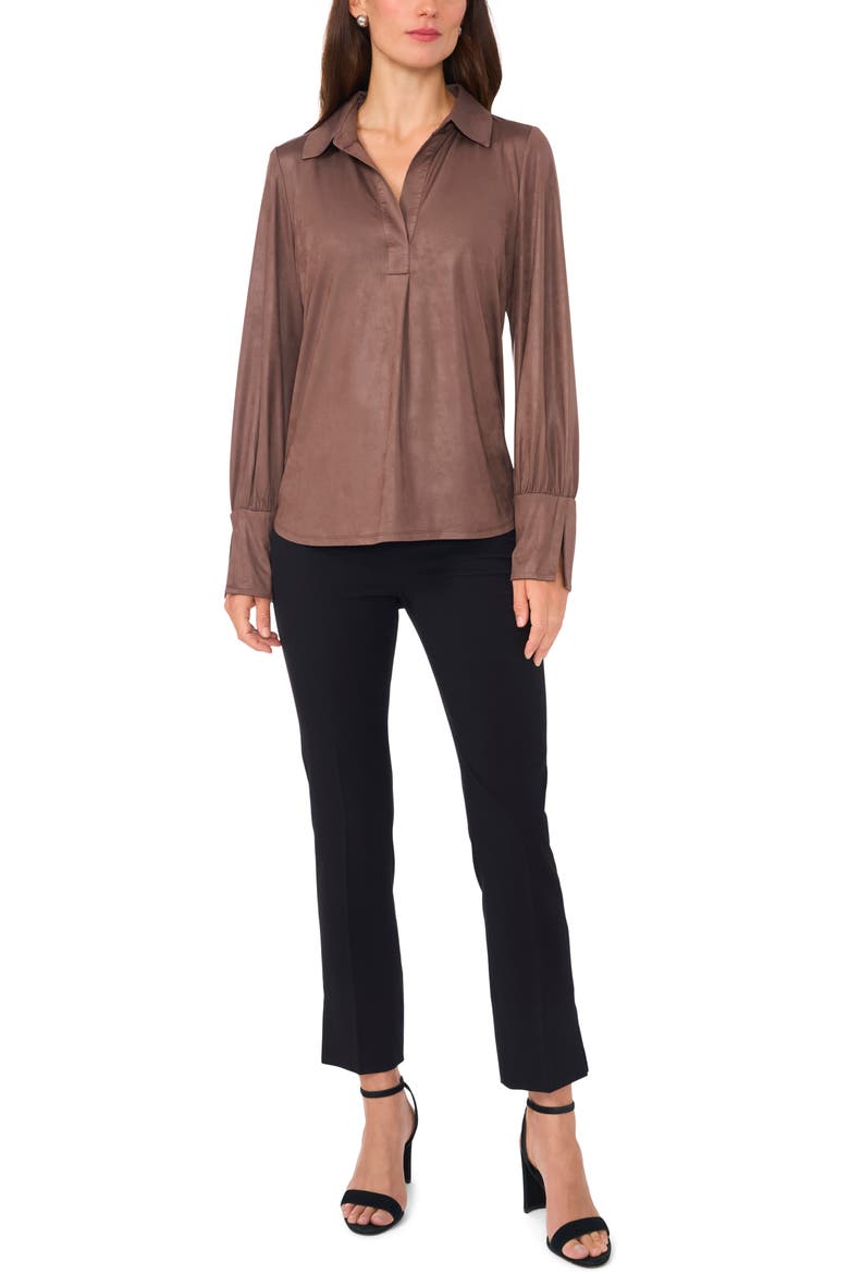 Oversize Johnny Collar Top, Alternate, color, MOCHA