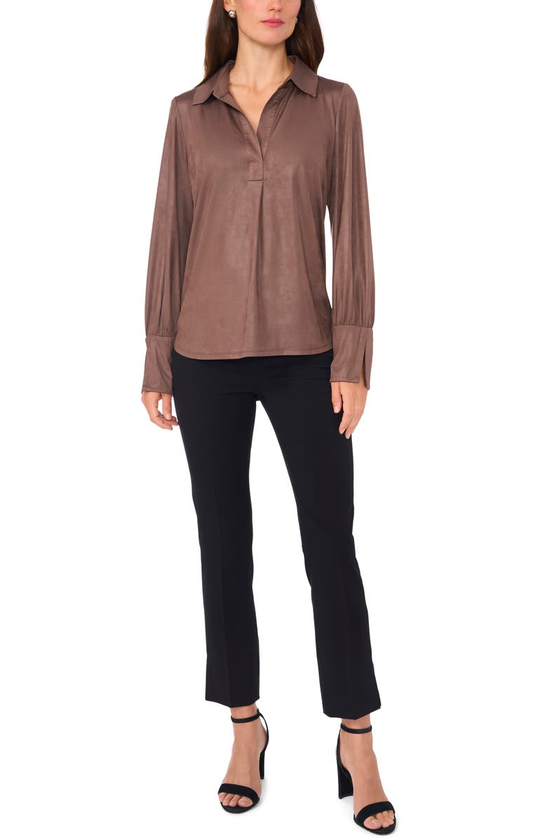 Chaus Oversize Johnny Collar Top, Alternate, color, Mocha