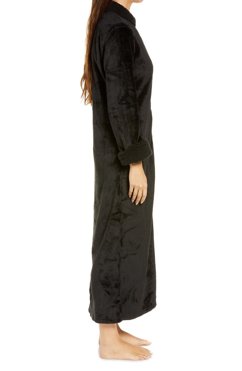 Natori Faux Shearling Trim Velour Caftan, Alternate, color, 