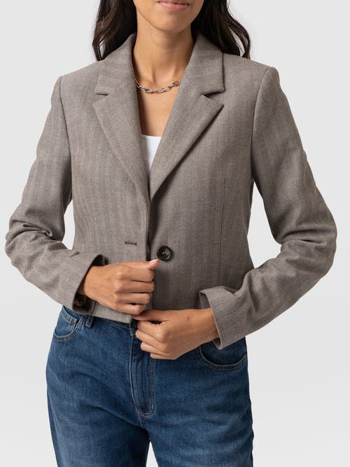 Saint + Sofia Astrid Cropped Blazer In Gray