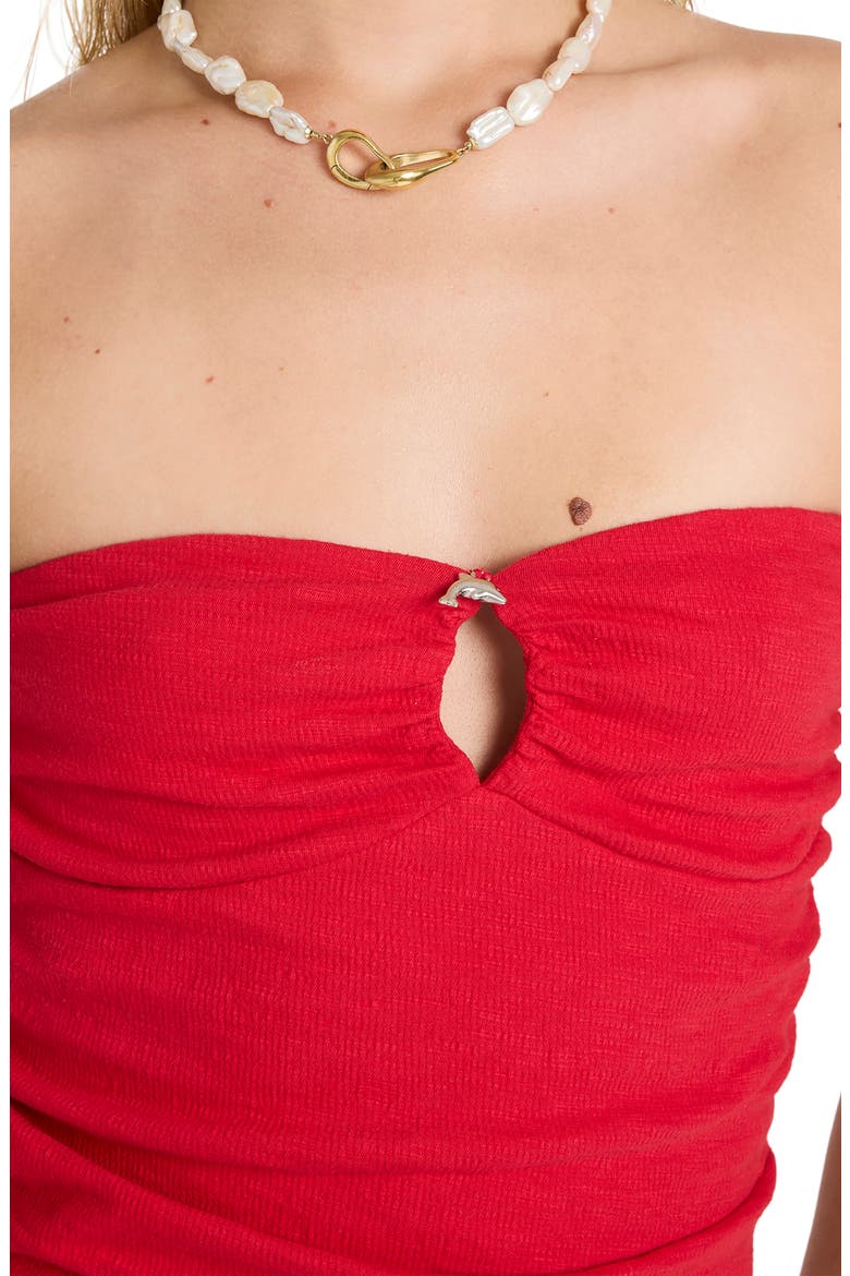 Lottie Hall Strapless Top, Alternate, color, TRUE RED