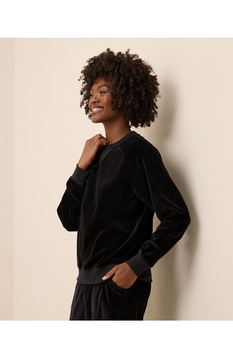 Pact Pure Velour Crew Sweatshirt, Alternate, color, Black