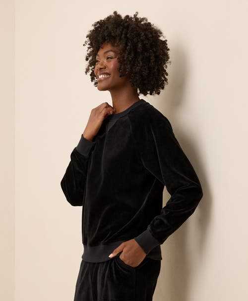 Pact Pure Velour Crew Sweatshirt In Black
