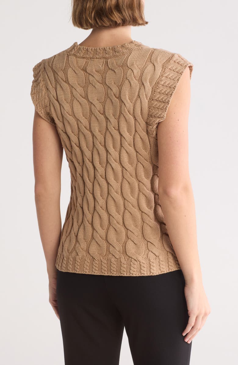 ELIE ELIE TAHARI Cap Sleeve Cable Stitch Sweater, Alternate, color, 