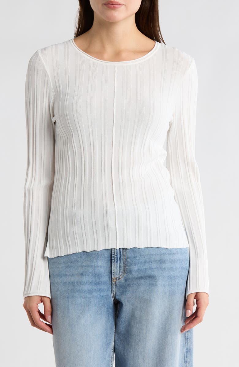 1.STATE Pointelle Knit Flare Sleeve Sweater, Main, color, New Ivory