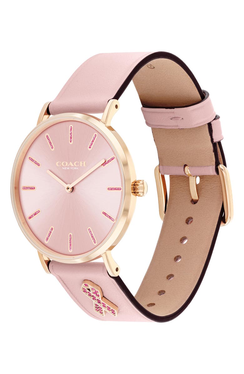 COACH Perry Breast Cancer Awareness Leather Strap Watch, 36mm, Alternate, color, 