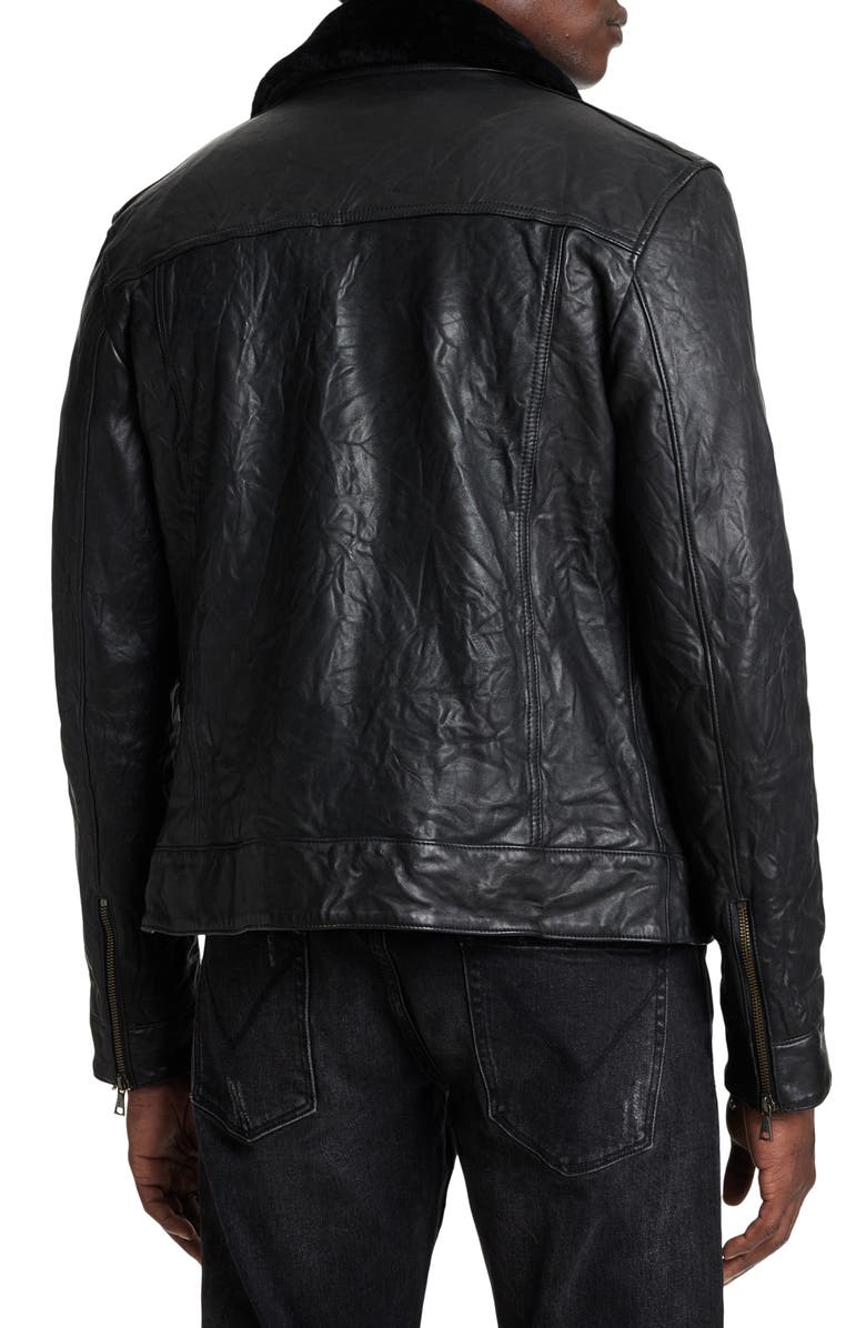 John Varvatos Sant Moto Jacket with Genuine Shearling Collar, Alternate, color, 