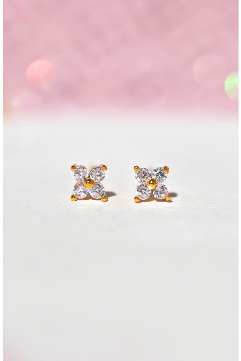 Teeny Tiny Cubic Zirconia Cluster Stud Earrings, Alternate, color, GOLD