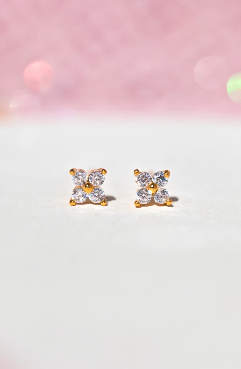 Girls Crew Teeny Tiny Cubic Zirconia Cluster Stud Earrings, Alternate, color, Gold