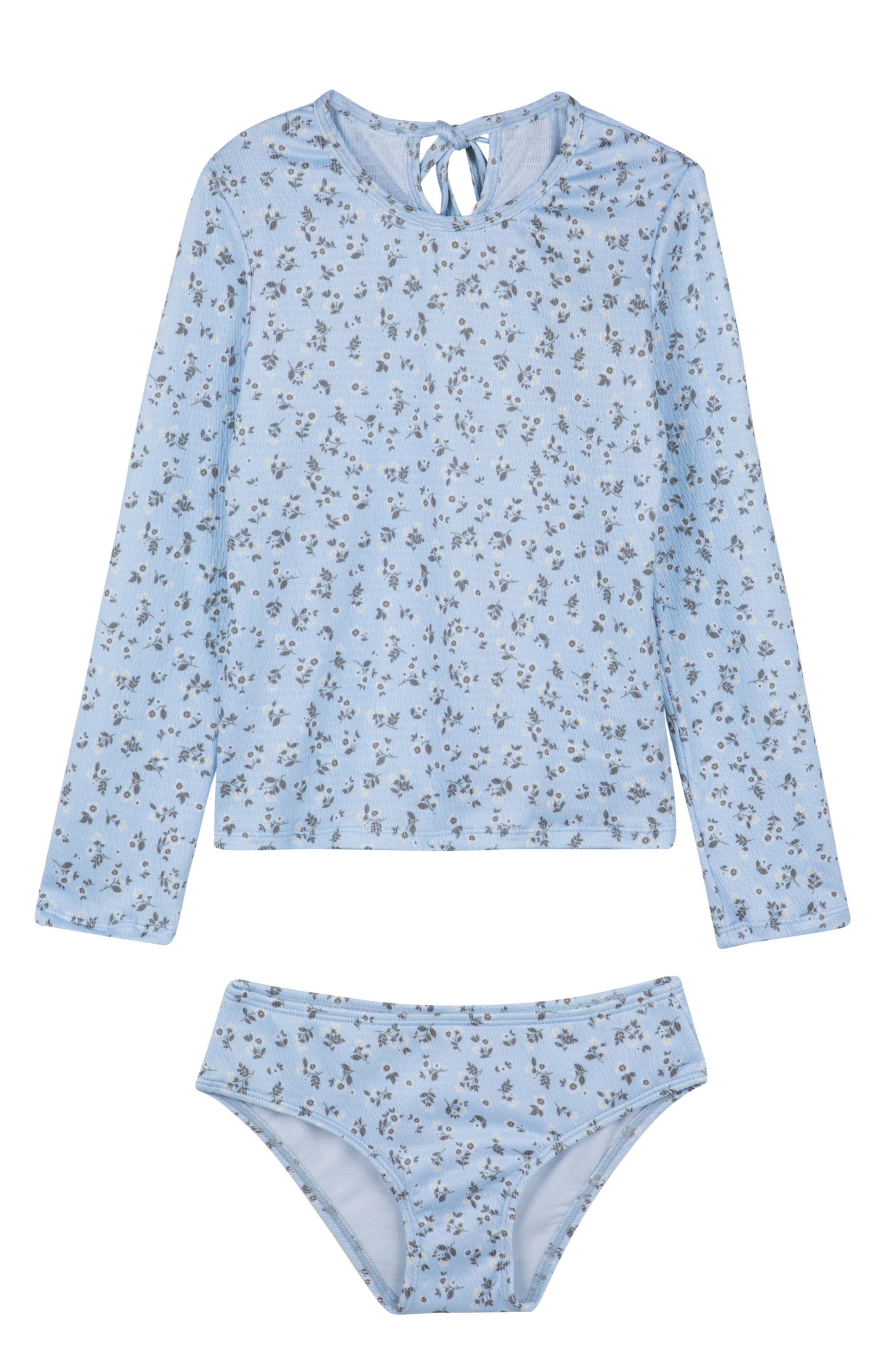 Gottex Kids Ditsy Dream Textured Long Sleeve Rash Guard Set | Nordstrom
