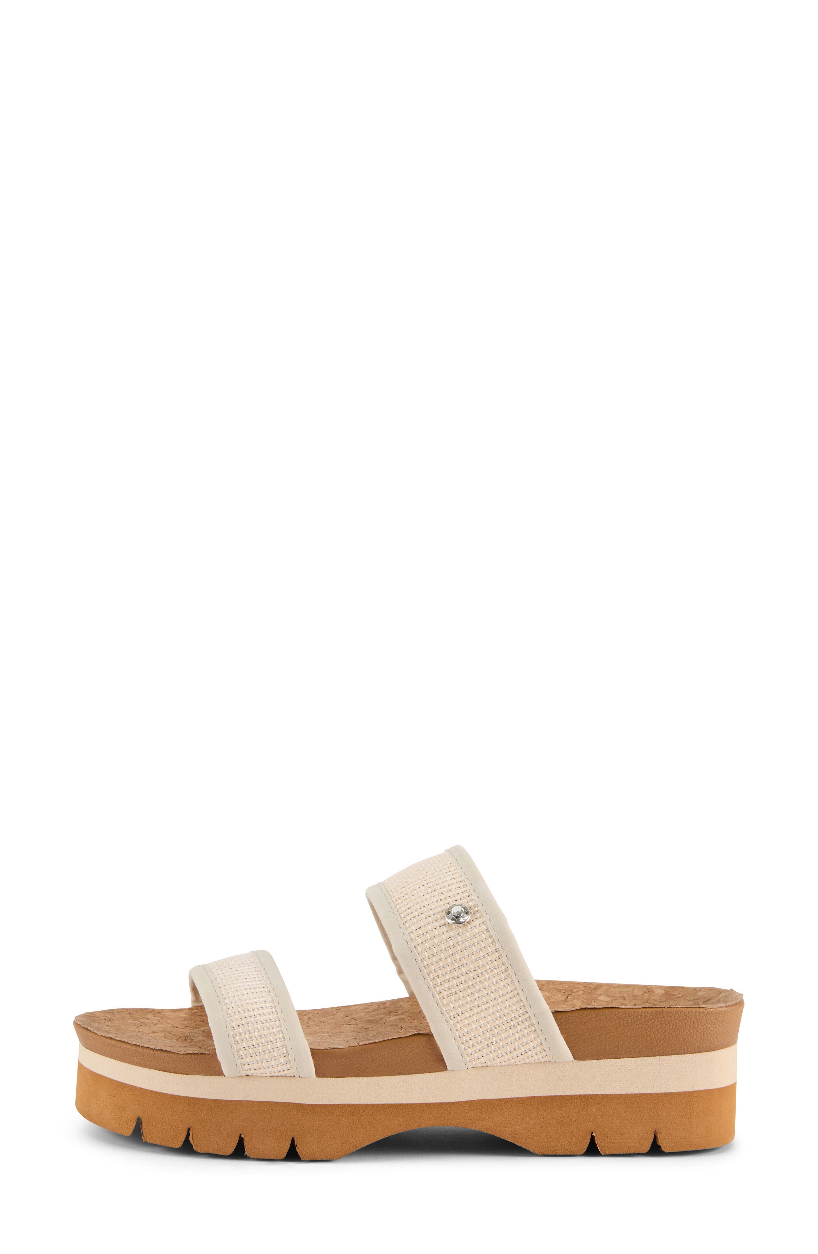 Knit Platform Slide Sandal, Alternate, color, BONE