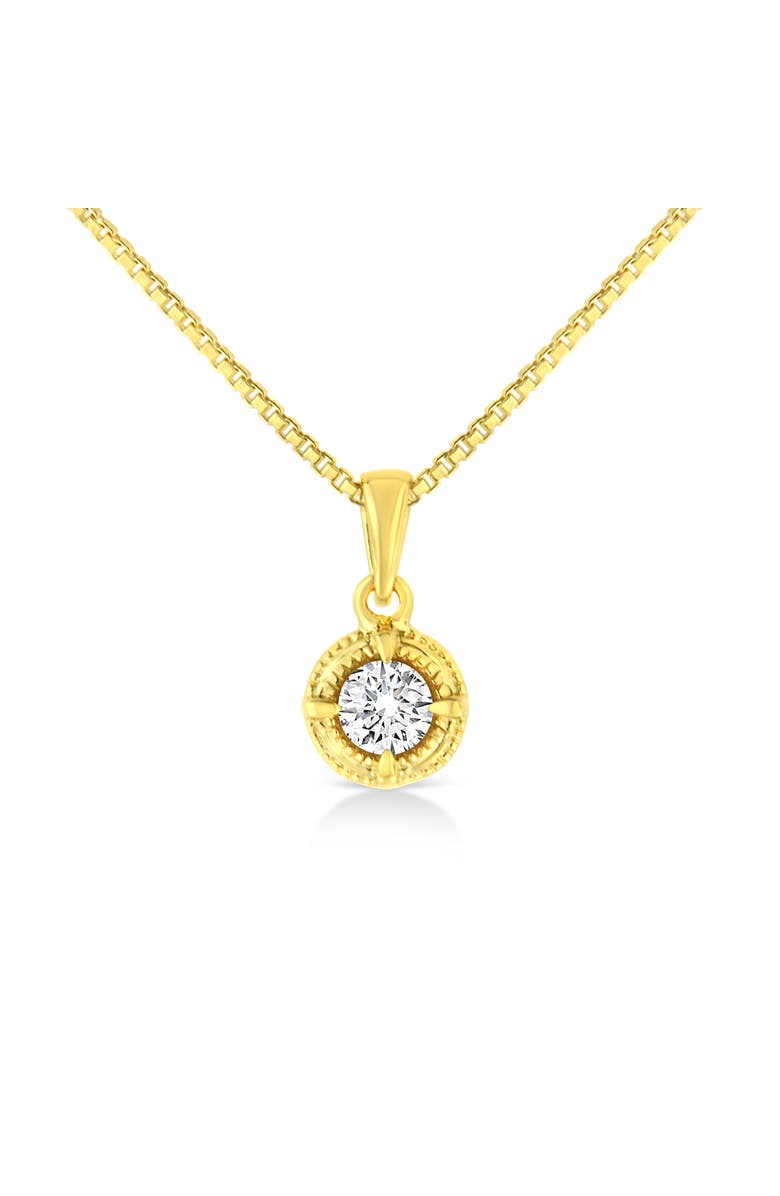 Haus of Brilliance 14K Yellow Gold Plated Silver 1/3 Cttw Diamond Solitaire Milgrain Pendant Necklace, Main, color, Yellow