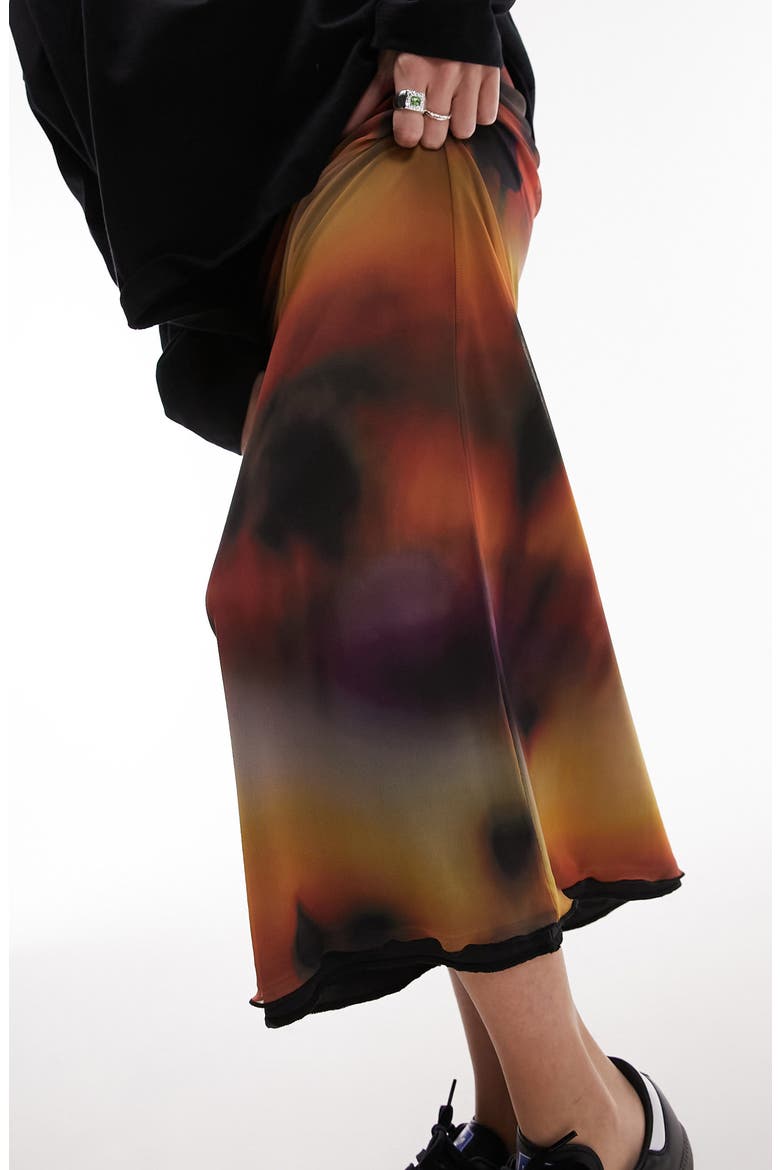 Print Mesh Maxi Skirt, Alternate, color, BLACK MULTI