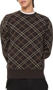 Burberry Check Wool Cashmere Blend Sweater