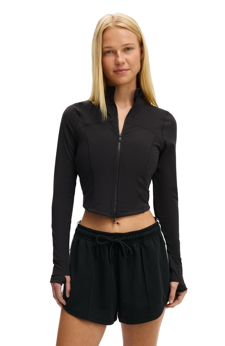 COTTON ON BODY Women's Active Ultra Soft Contour Long Sleeve Zip Through, Main, color, Black