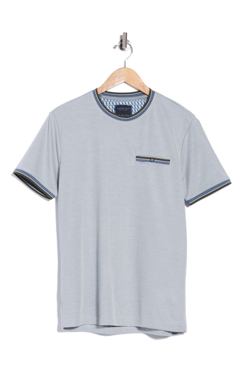 Tipped Textured Crewneck T-shirt, Alternate, color, GRAY