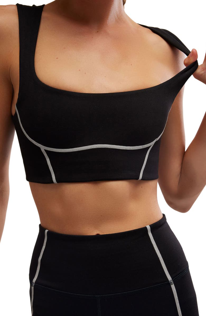 Free People FP Movement You're a Peach Sports Bra, Alternate, color, Black