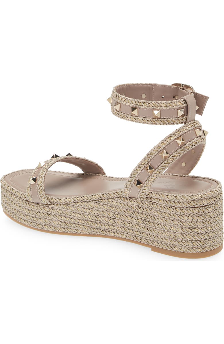 Valentino Garavani Rockstud Torchon Espadrille Wedge Sandal, Alternate, color,