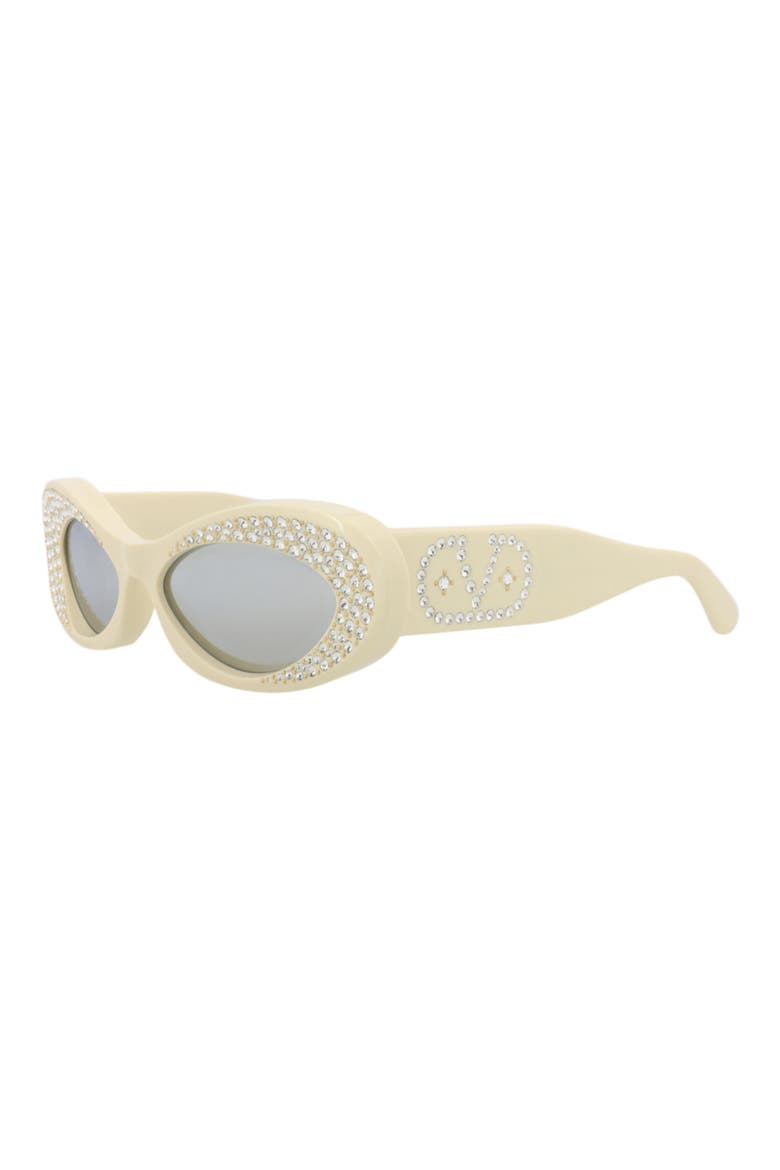 Special Edition 57mm Oval Sunglasses, Alternate, color, IVORY IVORY SILVER