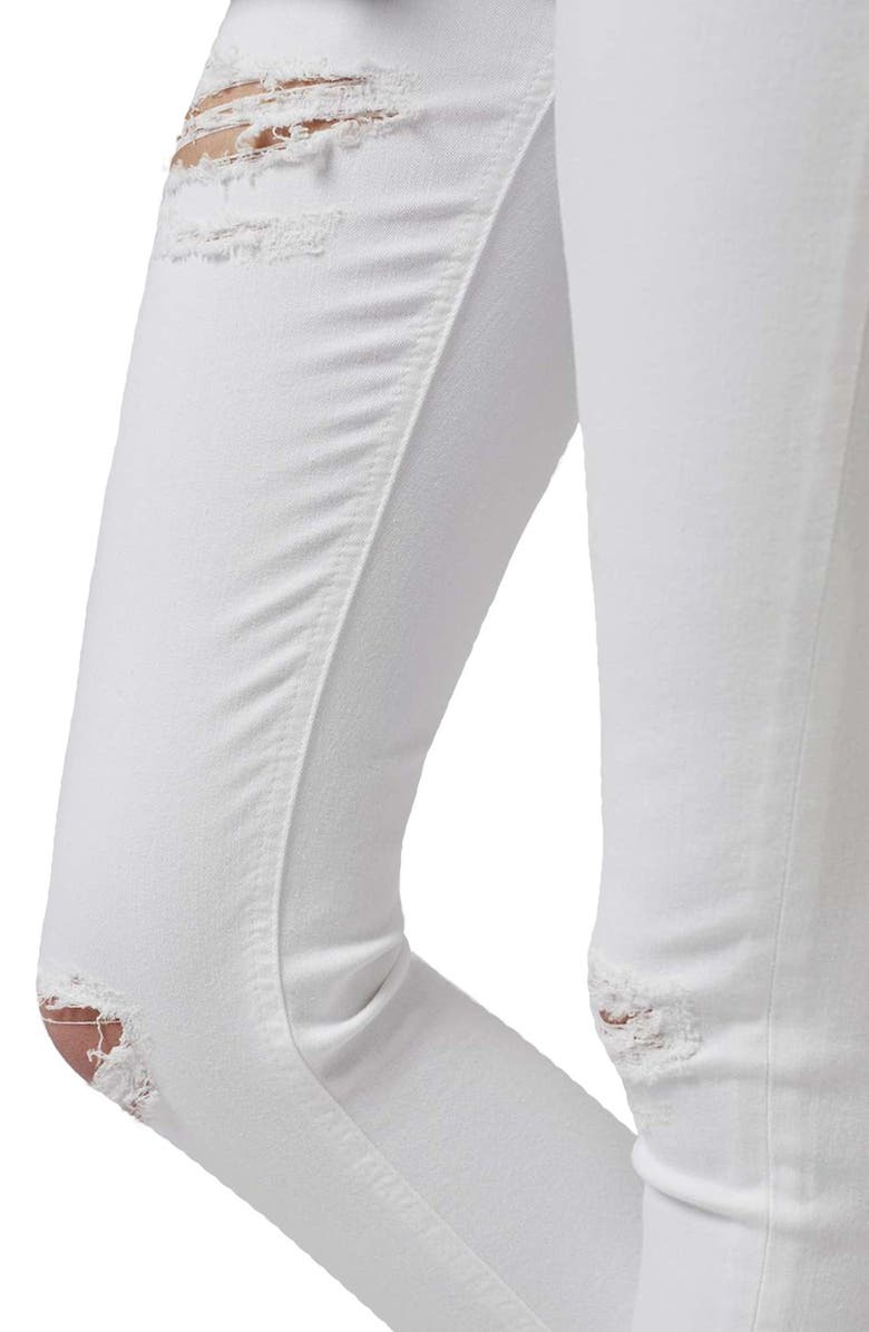 Topshop 'Jamie - Super Ripped' High Waist Skinny Jeans, Alternate, color, White