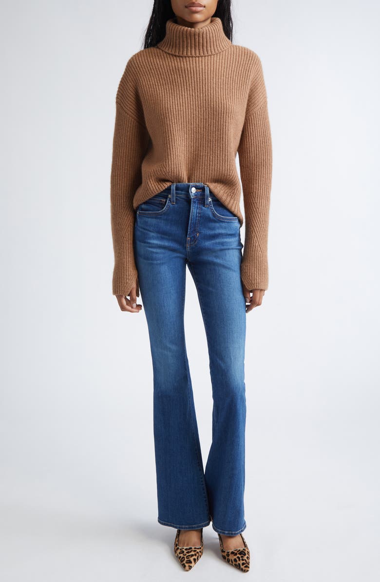 Veronica Beard Matilda Virgin Wool & Cashmere Turtleneck Sweater, Alternate, color, Dark Acorn Melange
