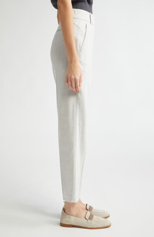 Eleventy Slim Fit High Waist Linen & Wool Pants In Light Melange Grey