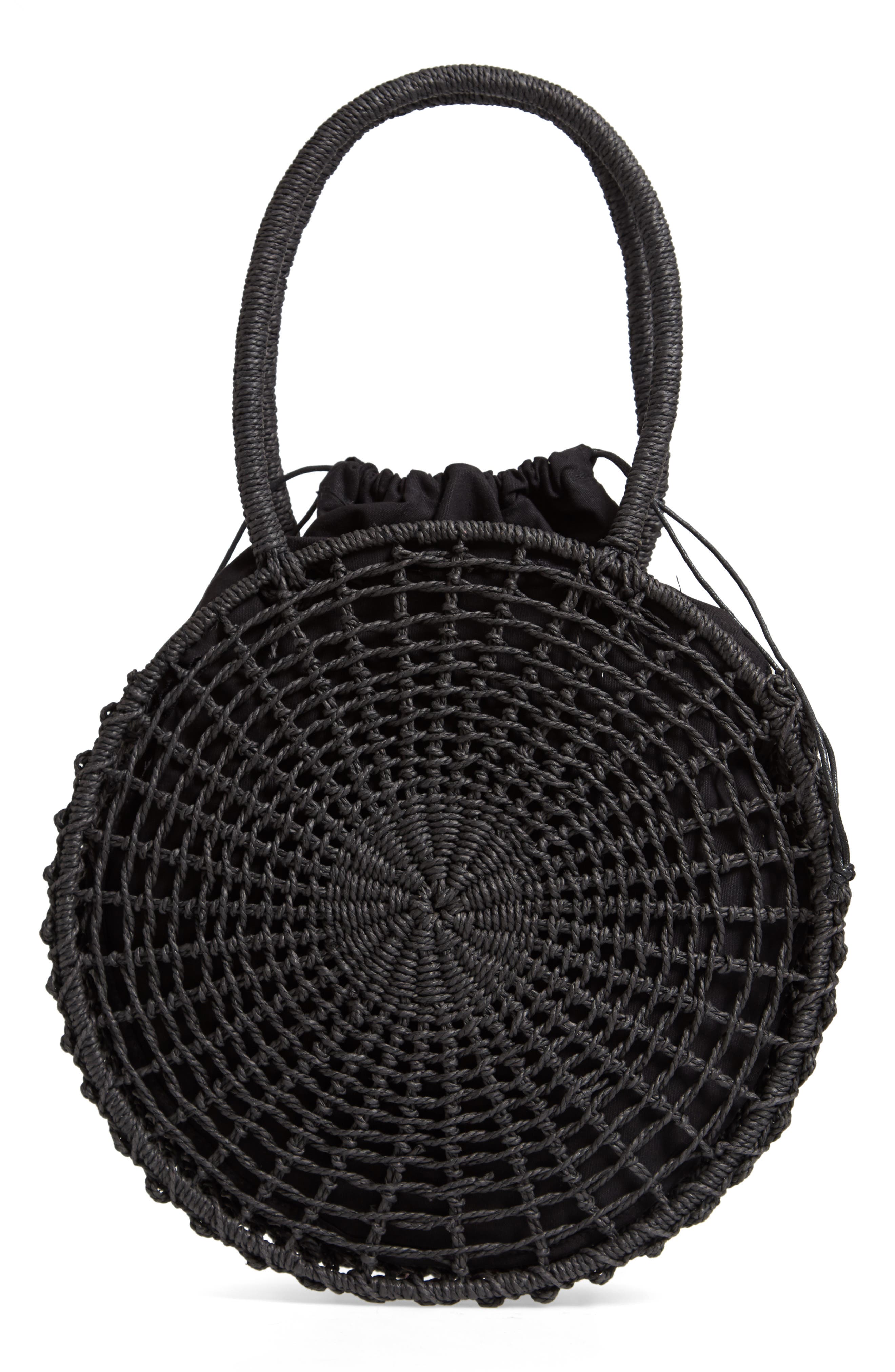Topshop Bella Straw Circle Tote Handbag, Alternate, color, 