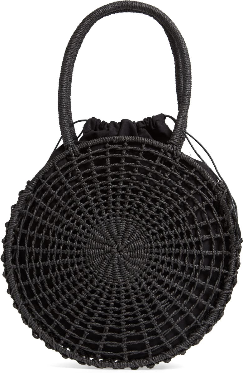 Topshop Bella Straw Circle Tote Handbag, Alternate, color,
