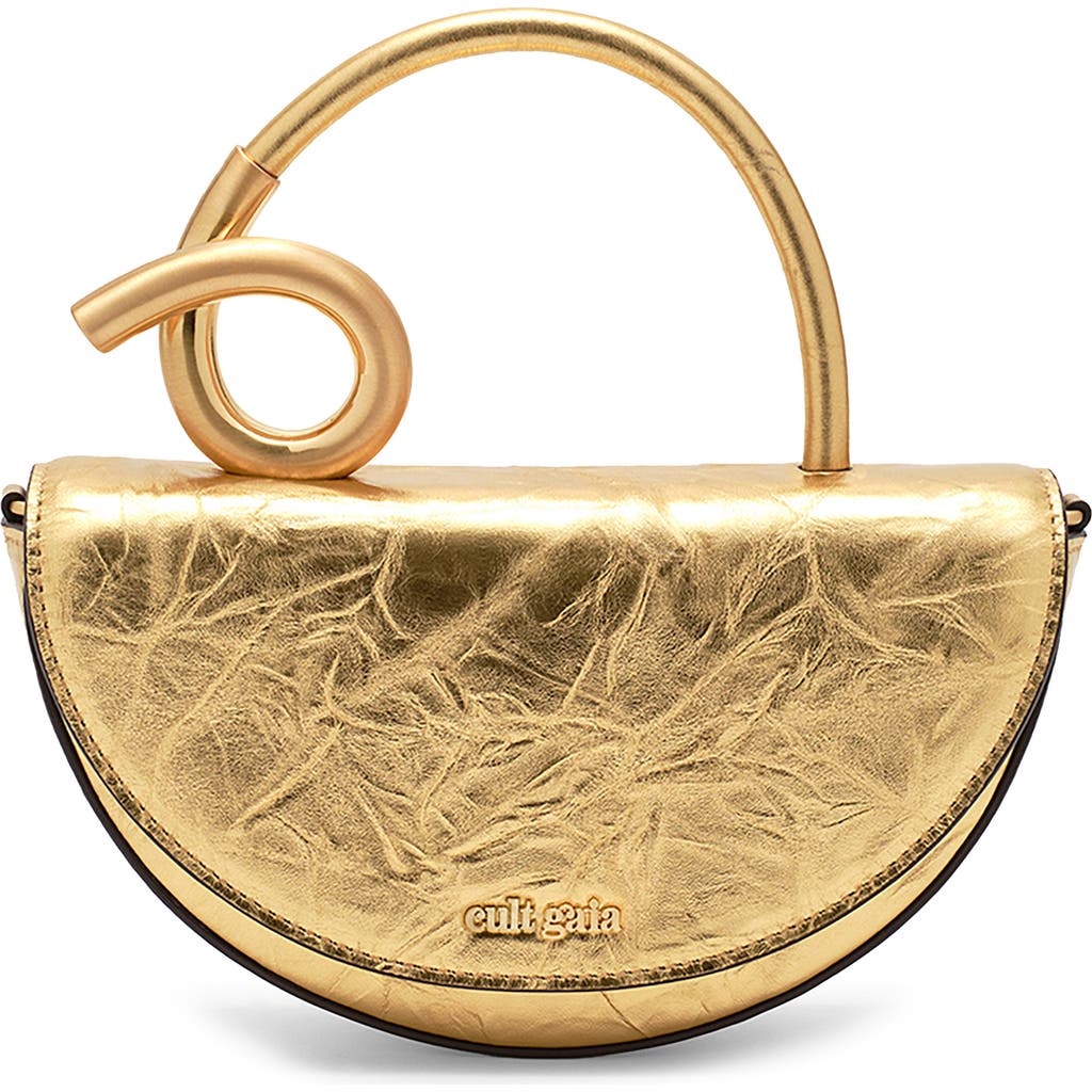 Cult Gaia Azariah Nano Sculptural Metallic Leather Crossbody Bag In Gold