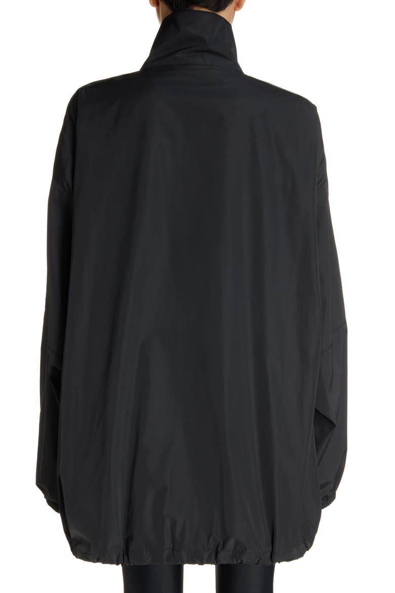 Logo Zip-Up Oversize Jacket, Alternate, color, BLACK