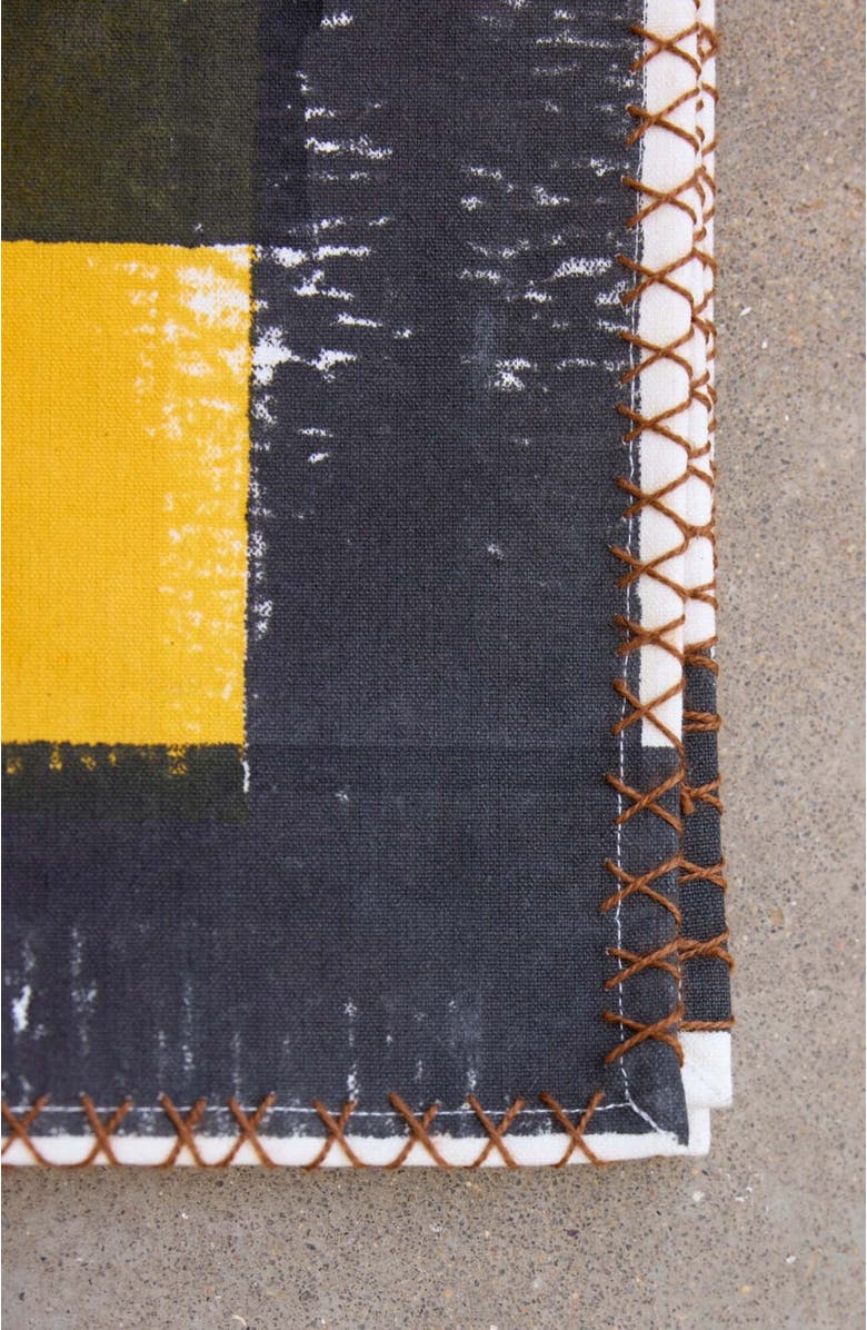 CQC LA Midnight Moon Placemat Set - Set of 4 Placemats with Napkins, Alternate, color, Black, White, Yellow