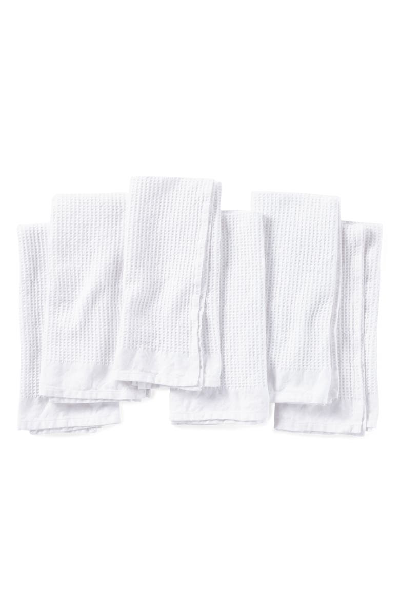 Coyuchi Set of 6 Organic Cotton Waffle Knit Kitchen Towels, Main, color, Alpine White