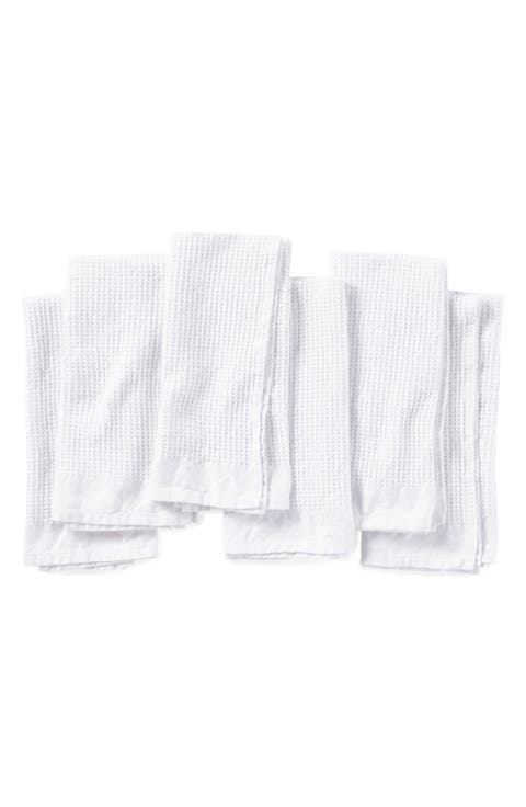 Set of 6 Organic Cotton Waffle Knit Kitchen Towels