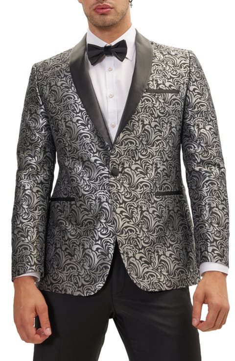 Metallic Paisley Pattern Tuxedo Jacket