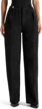 Manière De Voir Solene Suede Wide Leg Pleated Trousers