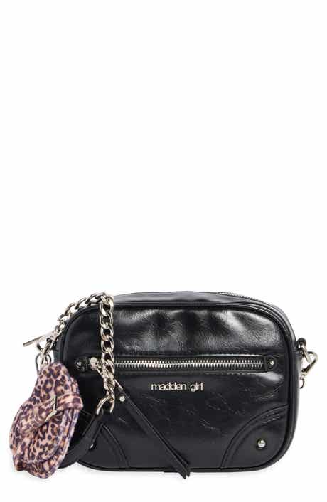 Madden Girl Crinkle Faux Leather Camera Crossbody Bag with Pouch