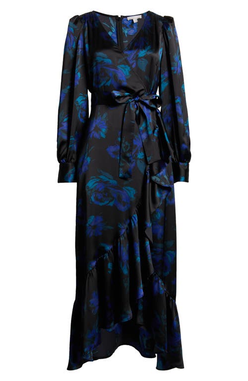 CHELSEA28 CHELSEA28 RUFFLE LONG SLEEVE FAUX WRAP MAXI DRESS
