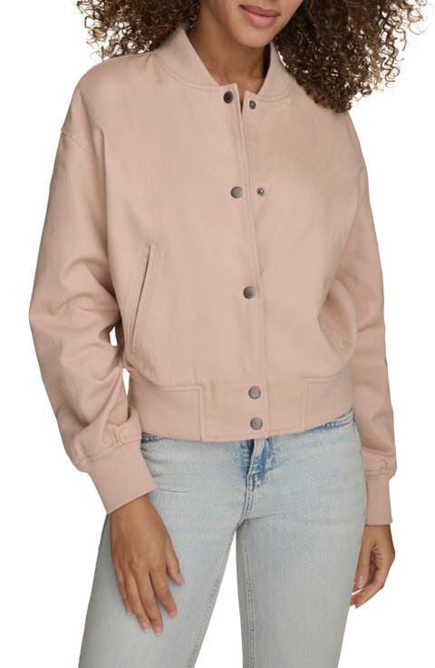 Denim Crop Bomber Jacket