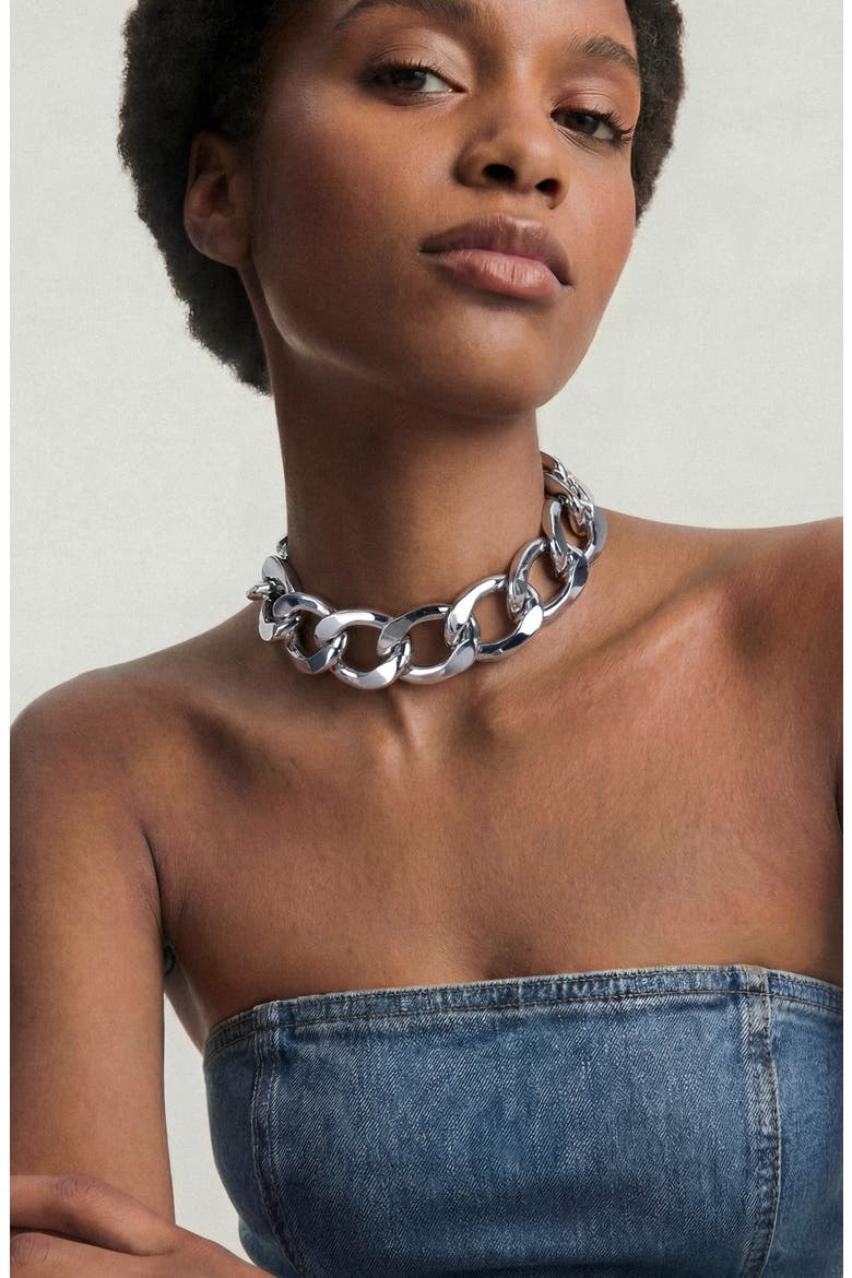 Chunky Curb Chain Necklace, Alternate, color, SILVER
