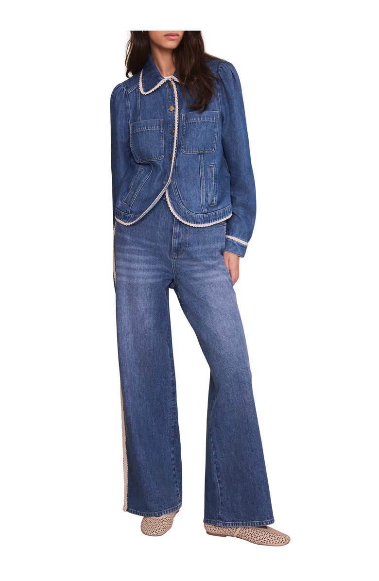 MINT VELVET Lace Trim Straight Jeans, Alternate, color, Blue